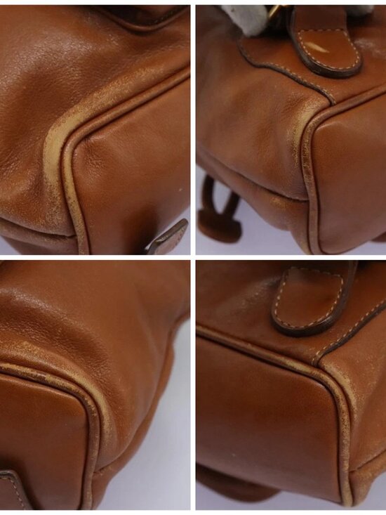 GUCCI Bamboo Backpack Leather Brown Gold 003 main image 14